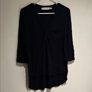 Black V-Neck Women's Top